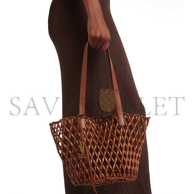 YSL PANIER SMALL WOODEN BASKET BAG 685618 (25*20*17cm)